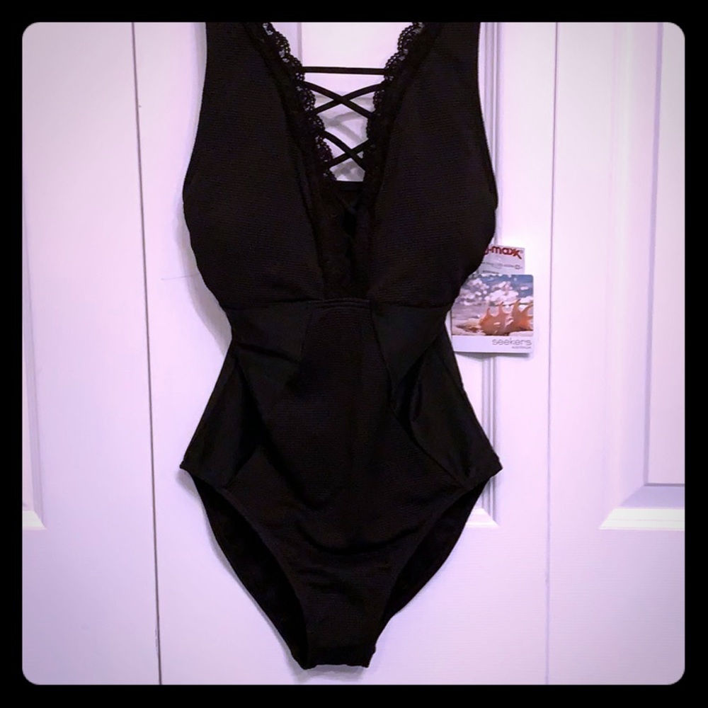 Seekers black one piece bathing suit